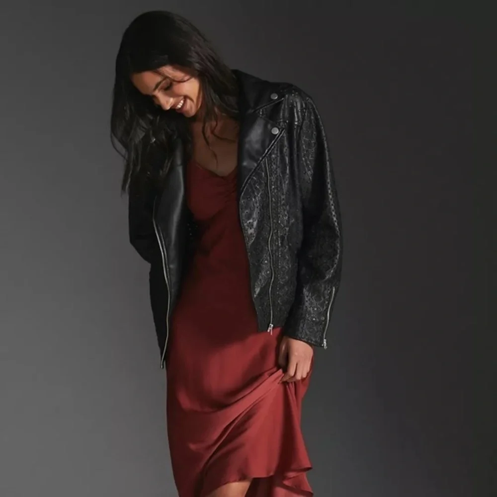 Anthropologie Faux Leather Eyelet Jacket - Picture 4 of 7